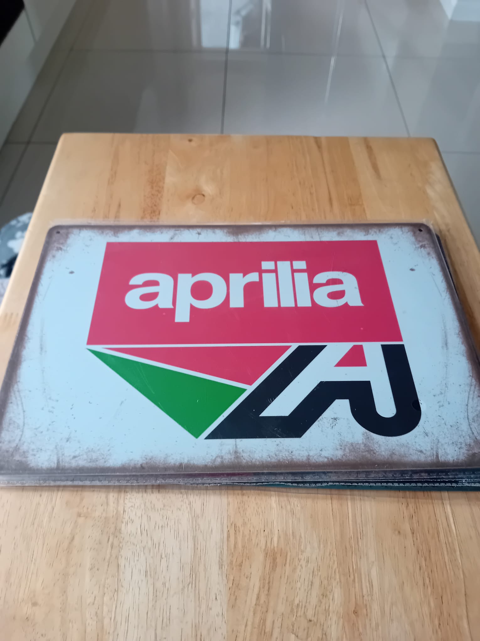 Aprilia Decorative Wall Sign with Italian Flag Logo