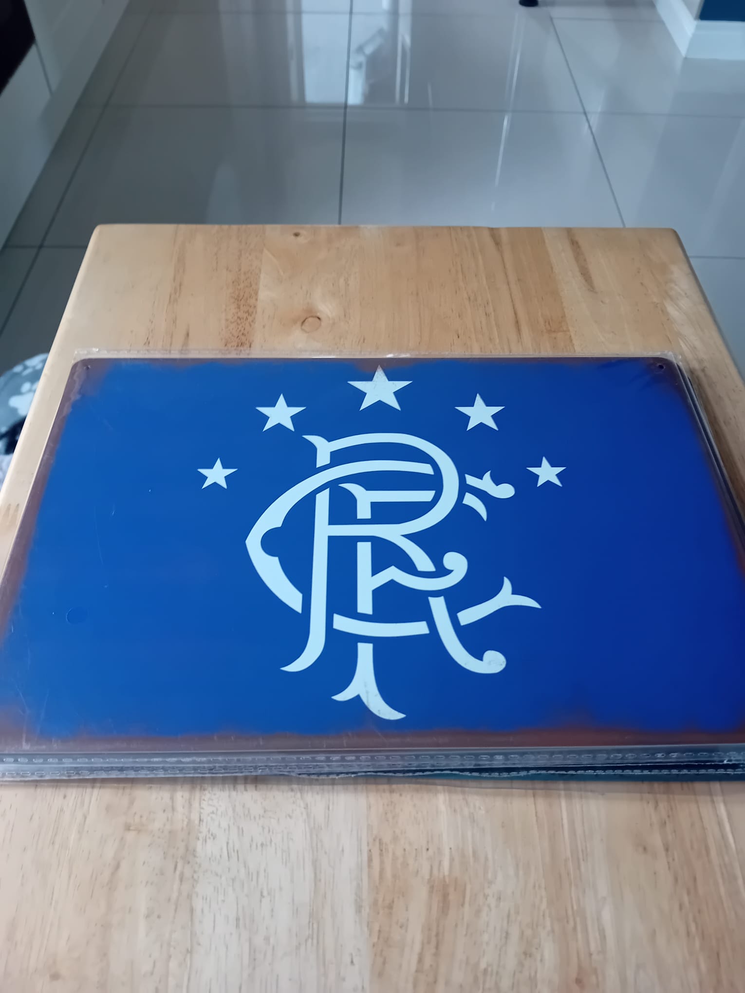 Rangers Football Club Decorative Metal Wall Sign with Five Star Crest