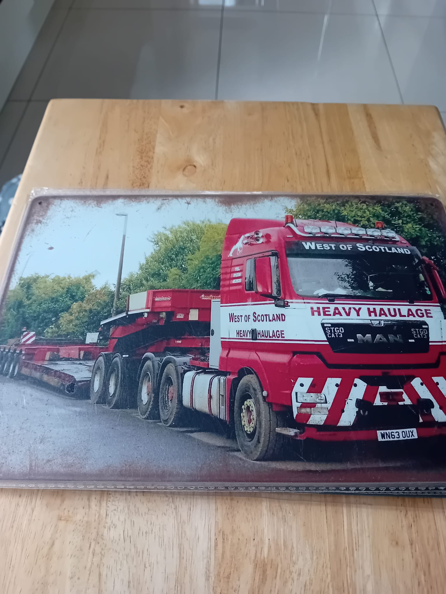 West of Scotland Heavy Haulage MAN TGX Commercial Vehicle Metal Sign