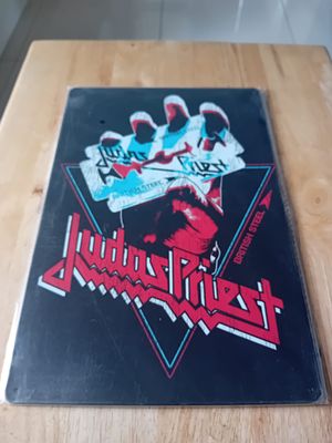 Judas Priest British Steel Album Art Decorative Metal Sign. This decorative metal sign features 
