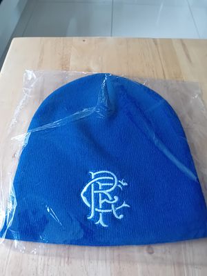 Official Glasgow Rangers Football Club Blue Knit Beanie Hat. One official Glasgow Rangers 