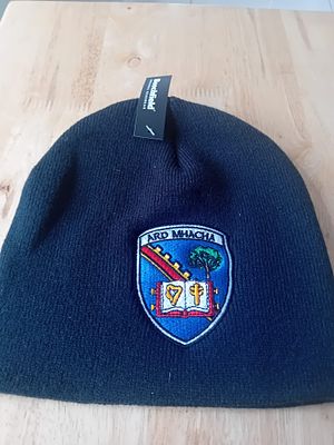Beechfield Armagh GAA Embroidered Knit Beanie. This black knit beanie hat is manufactured by 