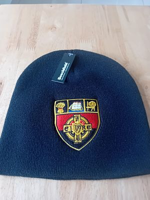 Beechfield Down GAA Embroidered Patch Beanie. This black knit beanie hat is manufactured by 