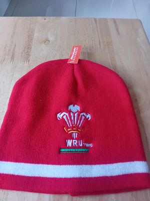 Wales National Rugby Union WRU Red Knit Beanie by Result Headwear. This red knit beanie cap is 