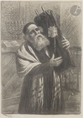 Alphonse LEVY (1843-1918) Rabbi Lead pencil. Signed lower left. 45 x 33 cm Scratches with 