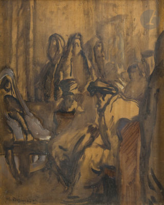 Maurice BISMOUTH (1891-1965)Consultation of the RabbiWatercolor and gouache.Signed lower 