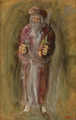 Isaac FRENKEL (1899-1981)Rabbi with loulavOil on isorel.Signed lower right.51 x 32,5 cmFramed.