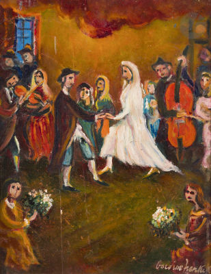 Boris S. BORVINE-FRENKEL (1895-1984)Wedding sceneOil on cardboard.Signed lower right.35 x 26,5 