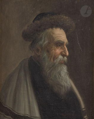 Konstantin SZEWCZENKO (1915-1991)Portrait of a rabbiOil on panel.Signed lower right.51 x 42 
