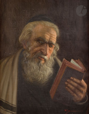 Konstantin SZEWCZENKO (1915-1991)Rabbi with a bookOil on canvas.Signed lower right.51 x 41 cmFramed.