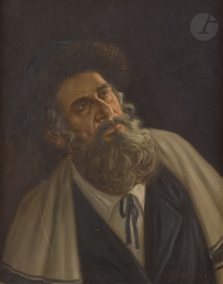 Konstantin SZEWCZENKO (1915-1991)Rabbi with talitOil on canvas.Signed lower right.51 x 41 cmFramed.