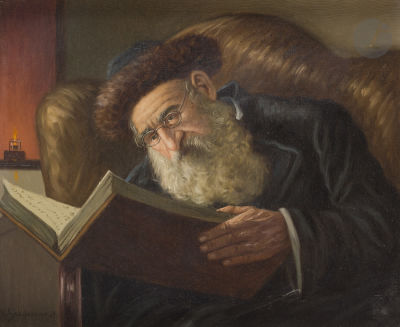 Konstantin SZEWCZENKO (1915-1991)Rabbi with a bookOil on canvas.Signed lower left.42 x 52 