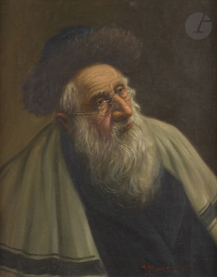 Konstantin SZEWCZENKO (1915-1991)Portrait of a rabbi with glassesOil on canvas.Signed lower 