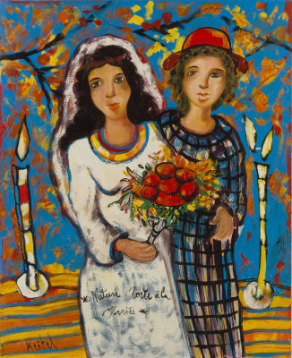 Simon KEITEL (born in 1963)Still life with a brideOil on canvas.Signed lower left and titled.73 