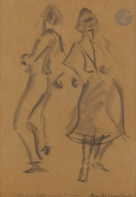 Alexandre BERLANT (1921-1994)Two pencil drawings:- Couple of dancers. Signed lower right and 