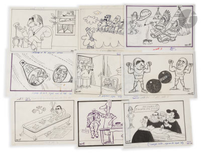 Adar DRIAN (1931-2015)19 caricaturesPreparatory studies in ink for caricatures published in the 