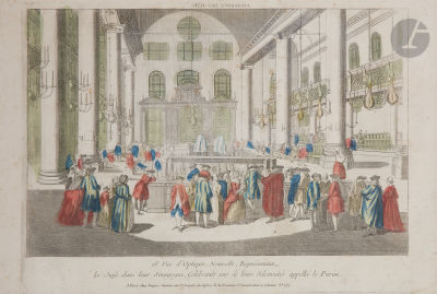 [OPTICAL VIEW]15th new optical view, representing the Jews in their synagogue, celebrating one 