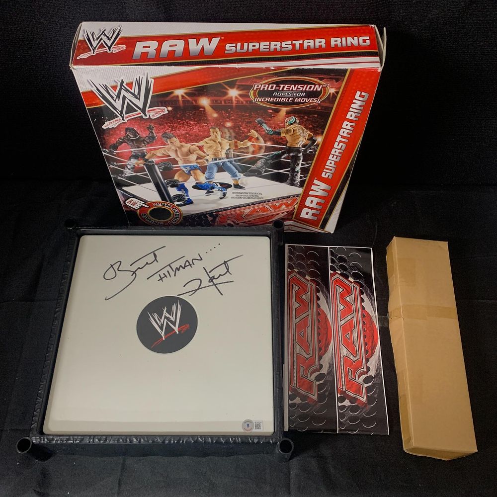 Lot 343: Bret Hitman Hart Signed Wrestling Mat