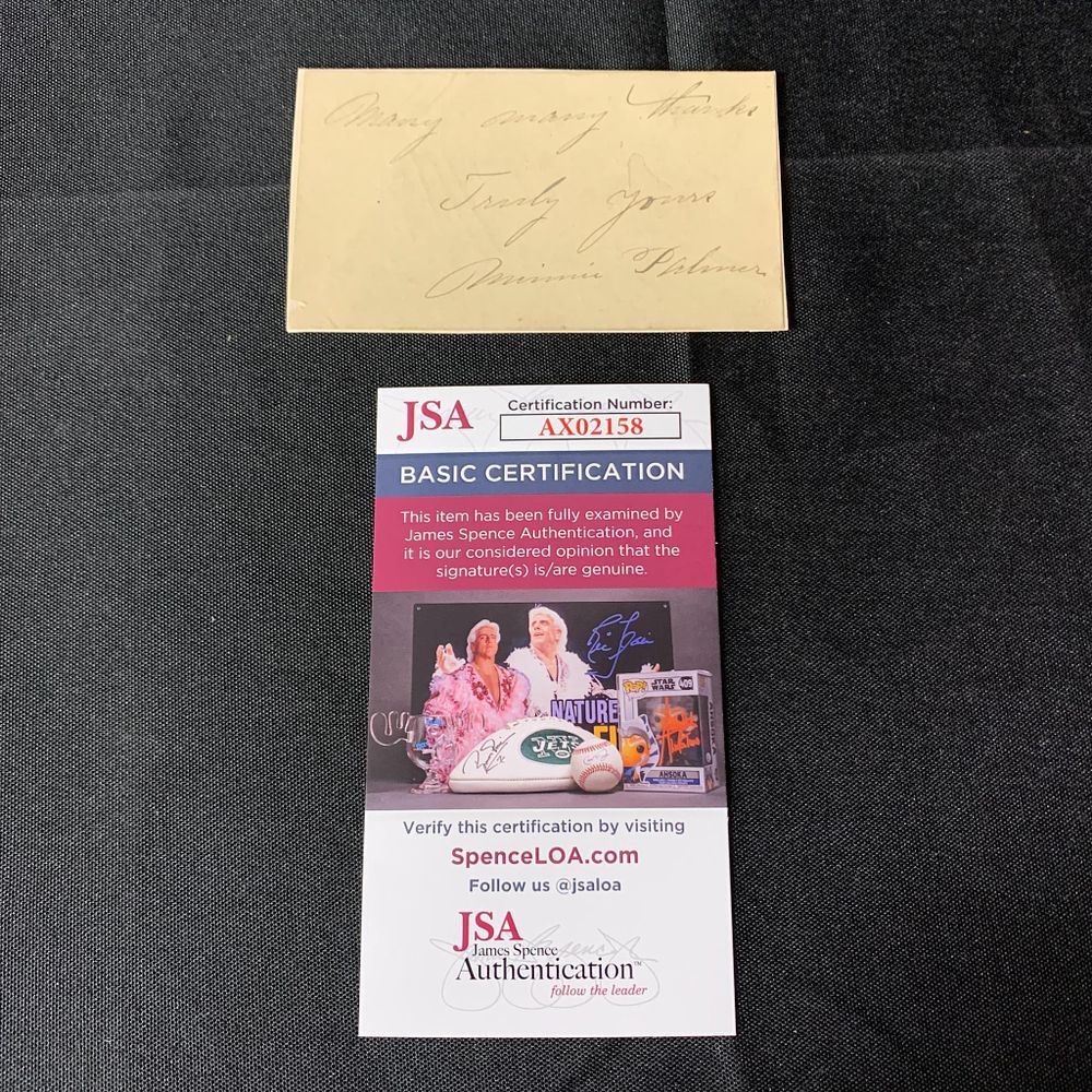 Lot 351: Minnie Palmer Autograph JSA COA