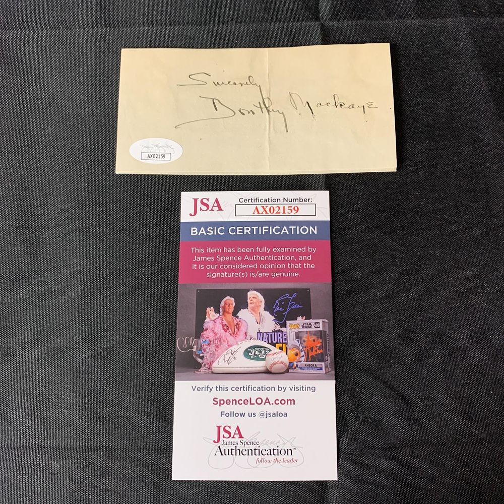 Lot 352: Dorothy Mackaye Autograph JSA COA