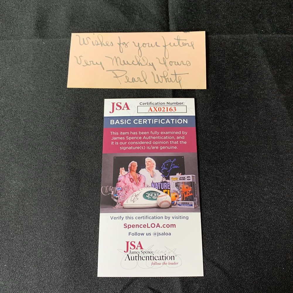 Lot 356: Pearl White Autograph JSA COA
