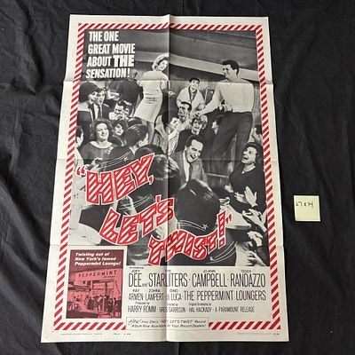 Hey Let's Twist Original 1962 One Sheet Movie Poster. Staring Joey Dee, The Starliters, Jo-Ann