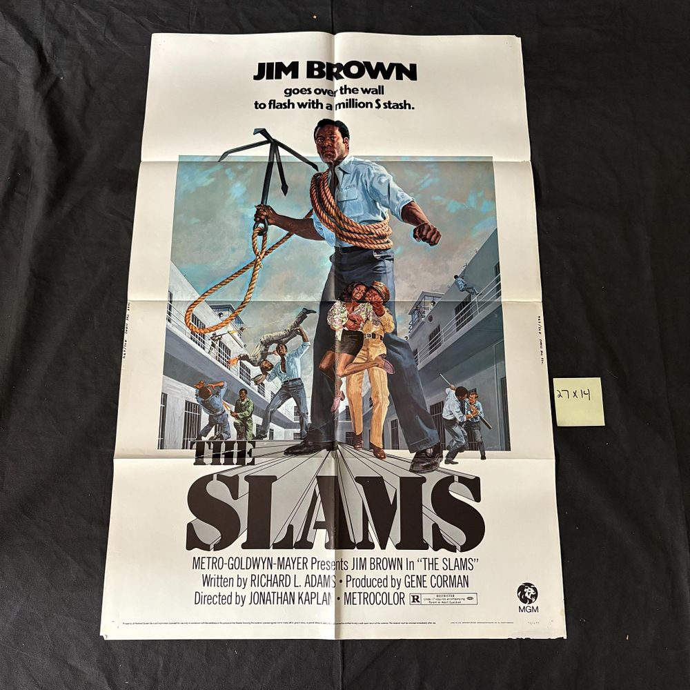 The Slams Original 1973 One Sheet Movie Poster. Staring Jim Brown. Blaxploitation. Dimensions 