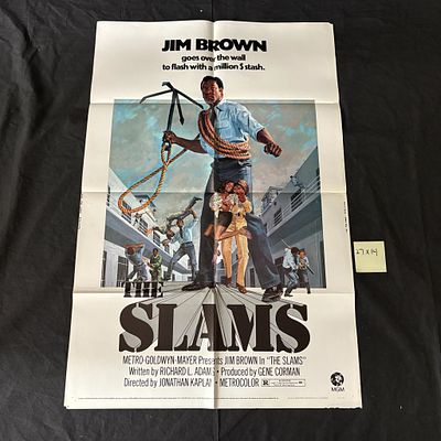 The Slams Original 1973 One Sheet Movie Poster. Staring Jim Brown. Blaxploitation. Dimensions
