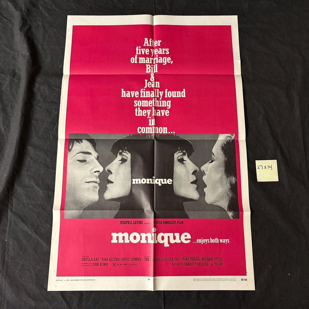 Monique Original 1970 One Sheet, Rated X. Monique Original 1970 One sheet Movie Poster Rated X. 