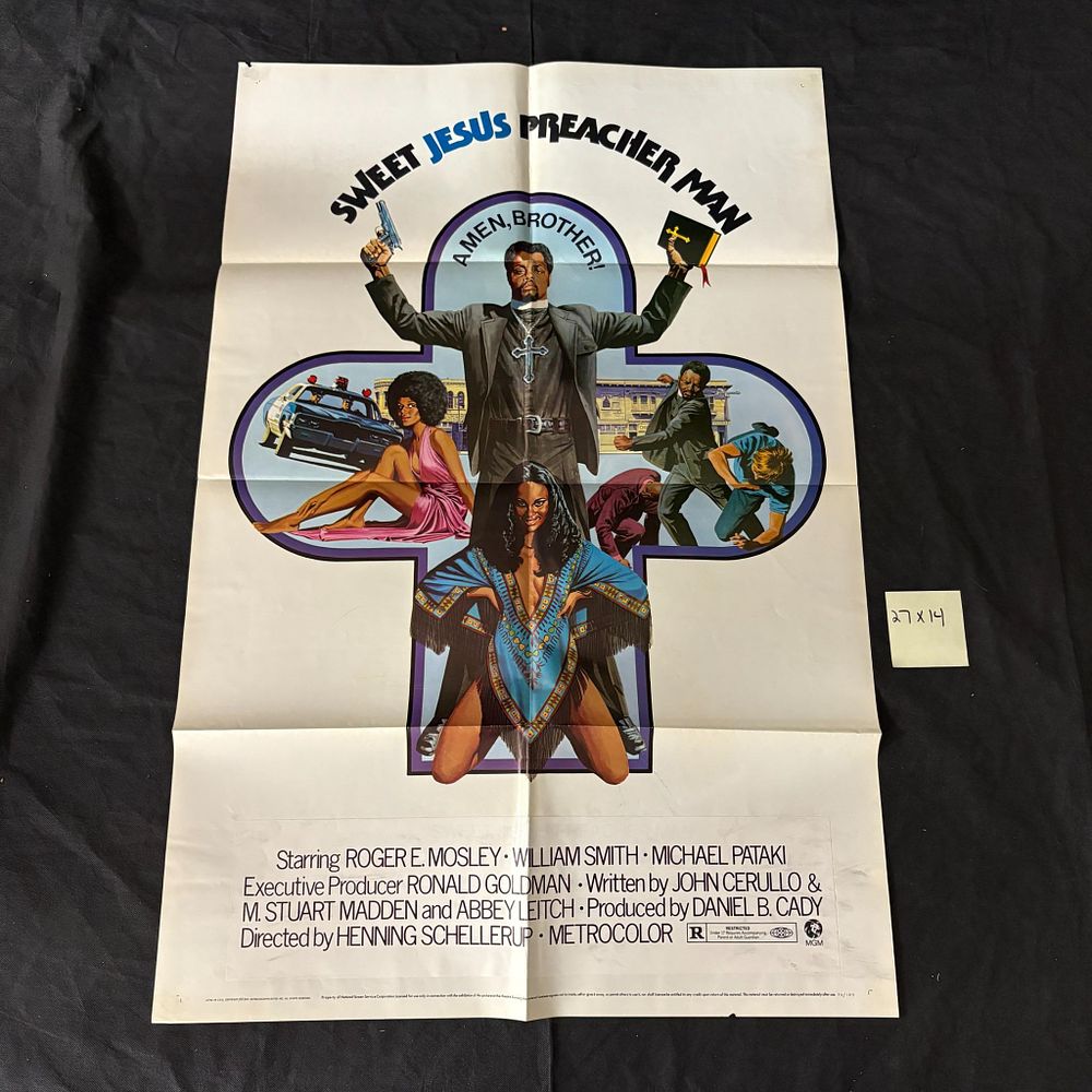 Sweet Jesus Preacher Man Org 1973 1 Sheet Snipe. RARE Snipe on poster. Sweet Jesus, Preacher Man 