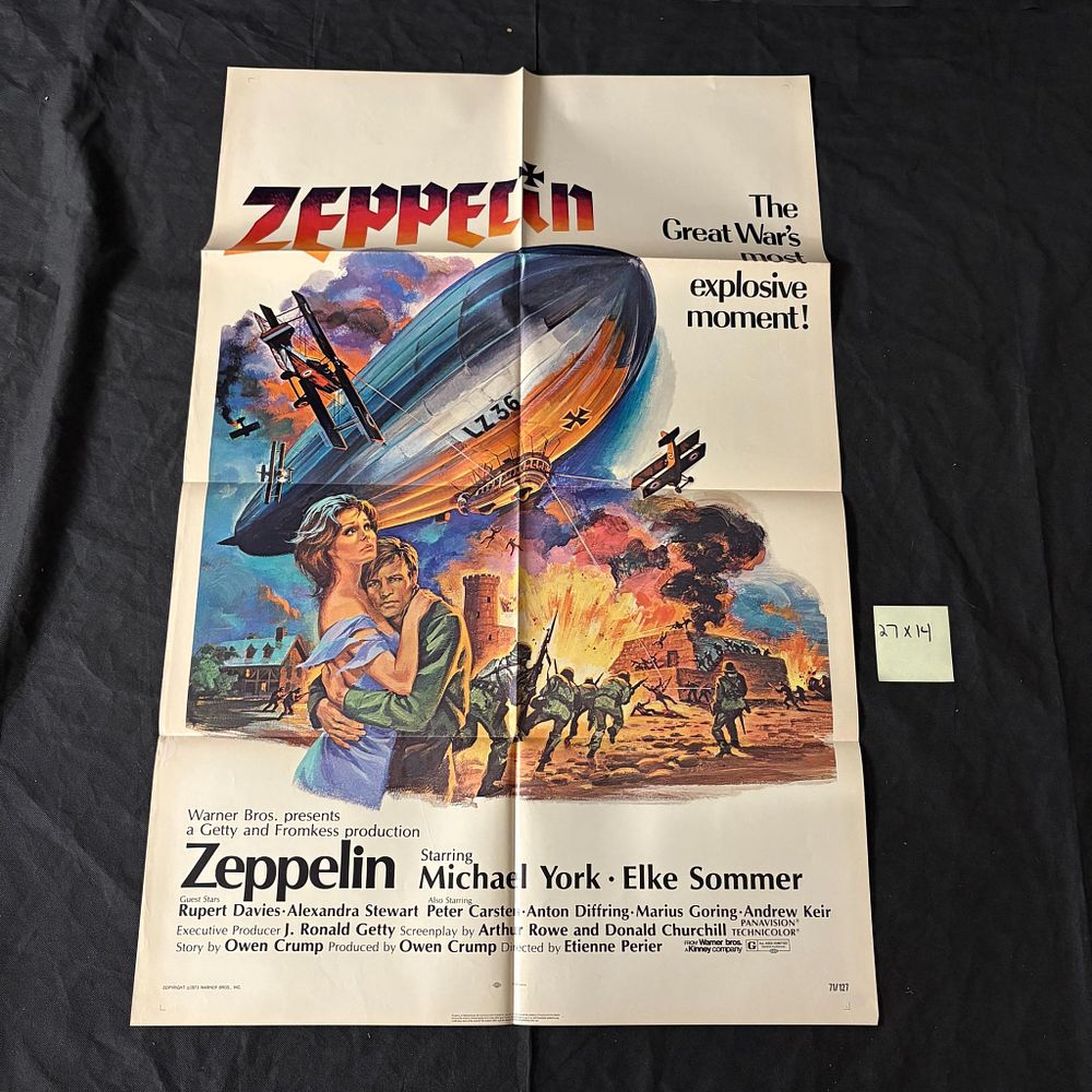 Zeppelin Original 1971 One Sheet Movie Poster. Starring Michael York, Elke Sommer. Dimensions 