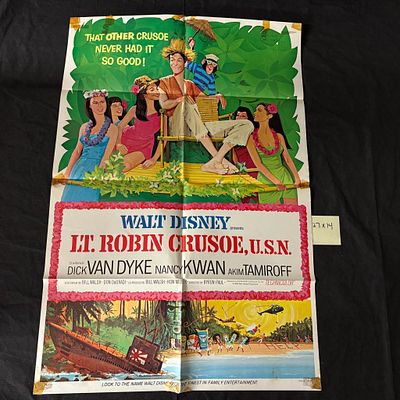 Lt. Robin Crusoe USN Original 1966 One Sheet. Walt Disney's Lt. Robin Crusoe, USN Original 1966