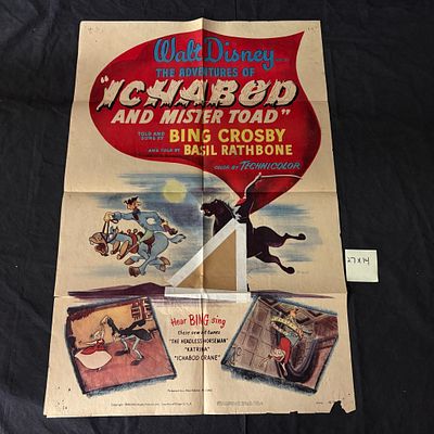 Ichabod & Mister Toad Original 1949 One Sheet. Walt Disney's The Adventures of Ichabod and