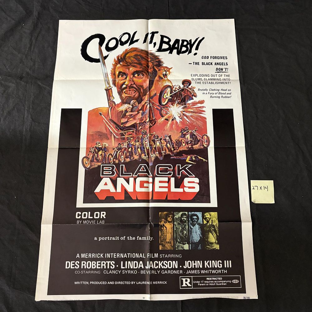 Black Angels Original 1970 One Sheet Movie Poster Poster is trimmed on bottom. All items are 