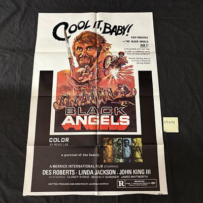 Black Angels Original 1970 One Sheet Movie Poster Poster is trimmed on bottom. All items are