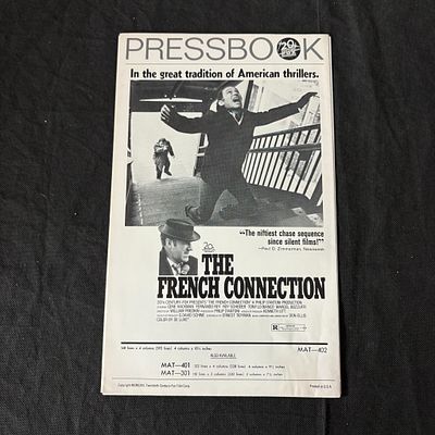 The French Connection Original 1971 Press Book. Starring Gene Hackman. Dimensions 27x41 All