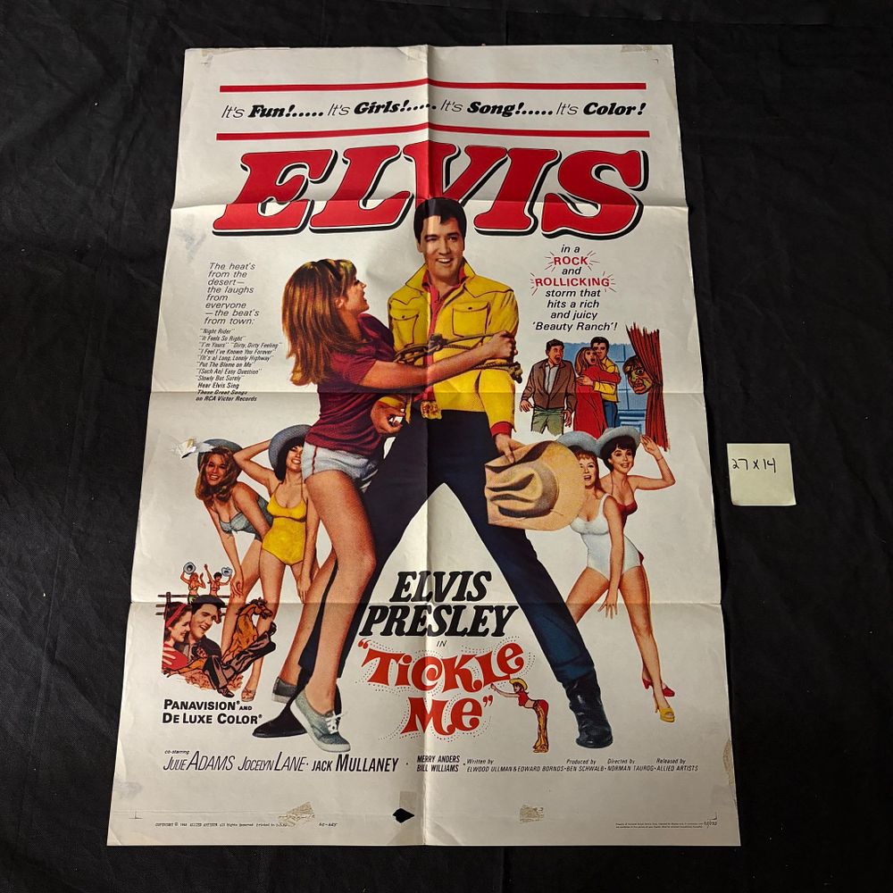 Tickle Me Original 1965 One Sheet, Elvis Movie. Tickle Me Original 1965 One sheet Movie Poster. 