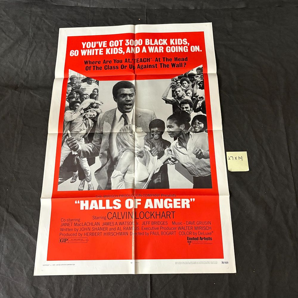 Halls of Anger Original 1970 One Sheet Movie Poster. Starring Calvin Lockhart. Dimensions: 