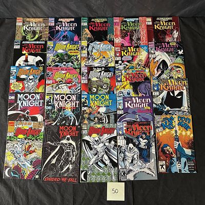 Mix of Moon Knight Marvel Comic Books. We offer in person or virtual previews of auction lots up