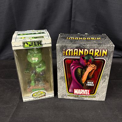 Marvel Mandarin Mini-bust, Hulk Bobblehead NIB. Marvel Mini-Bust The Mandarin by Rick Force NIB 