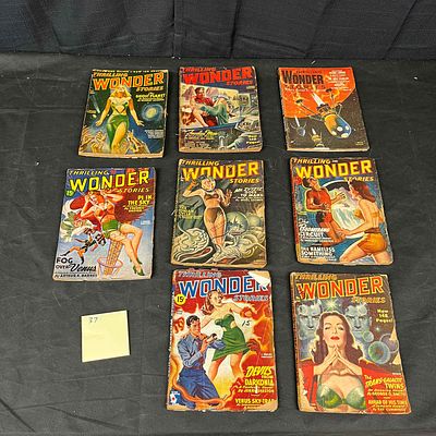 A Collection of Thrilling Wonder Stories Pulp Magazines. A collection of nine vintage American 