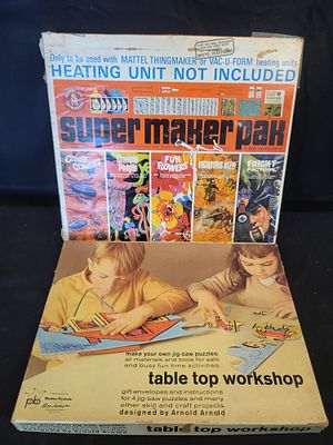 I00337 Two Vintage Mid-Century Children's Craft Sets, Mattel Super Maker Pak and Parker 