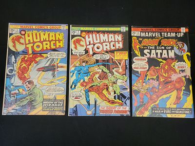 A Collection of Marvel and DC Bronze Age Comic Books Including The Human Torch and Batman Family. 