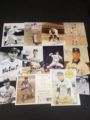 I01527 | A Collection of Twelve Autographed Detroit Tigers and Baseball Hall of Fame Memorabilia. 