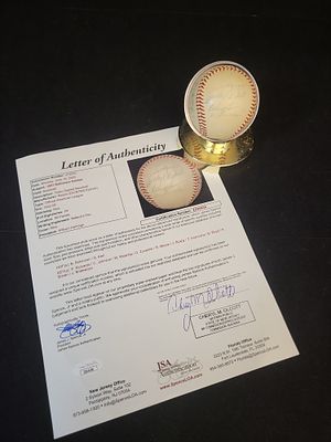 I01643 | 1957 Baltimore Orioles Team Signed Official American League Baseball with JSA Letter 