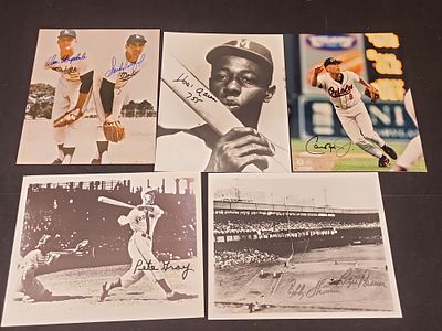 I01568 | A Collection of Autographed Baseball Photographs Featuring Hall of Fame Players and 
