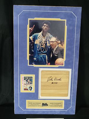 I01960 | John Wooden and Kareem Abdul-Jabbar Dual Signed Framed UCLA Basketball Memorabilia 