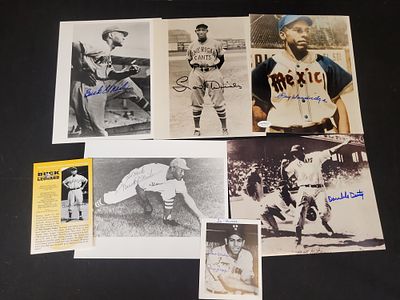 I01525 | A Collection of Seven Autographed Negro League Baseball Photographs and Ephemera 
