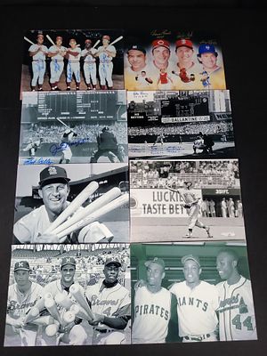 I01716 | A Collection of Eight Baseball Photographs and Signed Prints Including Hall of Fame Legends