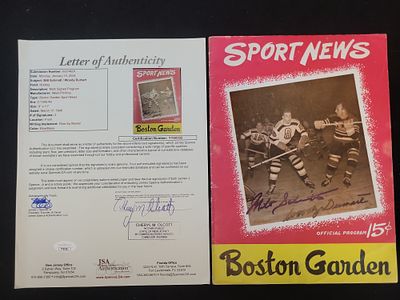 I01365 | 1946 Boston Garden Sport News Hockey Program Signed by Milt Schmidt and Woody Dumart 